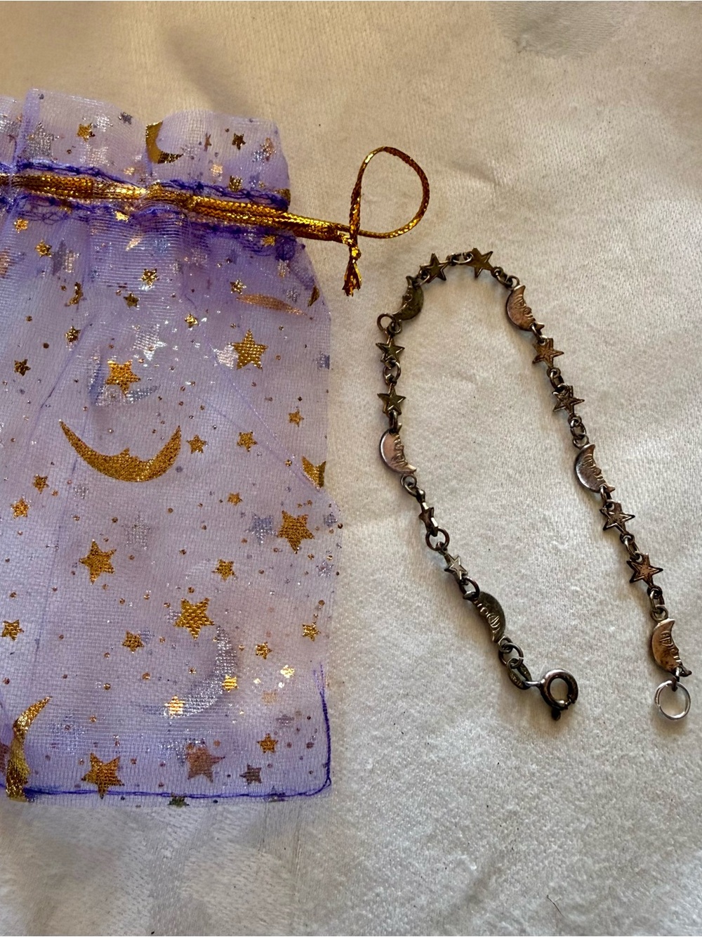 Sterling Celestial Moon & Star Chain Bracelet in Gift Bag theme